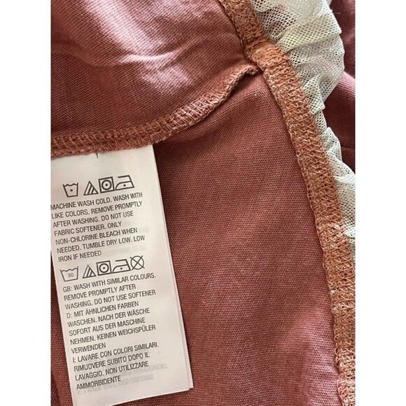 LOGO Lori Goldstein Jersey Fairy Top Raw Edge & Ruffle Light Rust XL Casual NEW - Picture 8 of 8